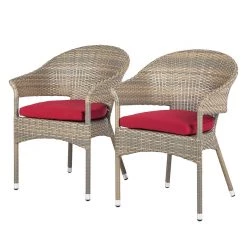Chaises de jardin Felice (lot de 2) - Polyrotin anthracite / Rouge