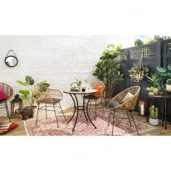 Chaises de jardin Kalo (lot de 2) - Polyrotin / Acier - Marron / Noir -Serviettes Soldes 1000117655 190326 17082216 MOOD GALLERYIMAGES P000000001000117655 mood