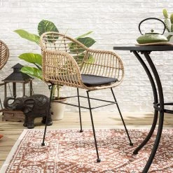 Chaises de jardin Kalo (lot de 2) - Polyrotin / Acier - Marron / Noir -Serviettes Soldes 1000117655 190326 17082317 MOOD GALLERYIMAGES P000000001000117655 mood