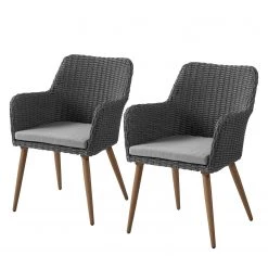 Chaises de jardin Dune (lot de 2) - Tissu / Polyrotin - Gris