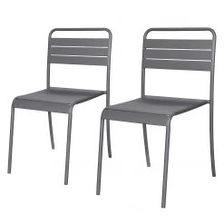 Chaises de jardin Kansas (lot de 2) - Fer - Gris