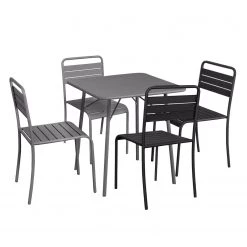 Chaises de jardin Kansas (lot de 2) - Fer - Gris -Serviettes Soldes 1000134359 190620 10531300016 GALLERYIMAGES P000000001000134359