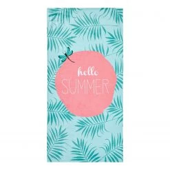Twentyfour Serviette de plage Hello Summer - Tissu - Turquoise / Rose vif