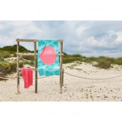 Twentyfour Serviette de plage Hello Summer - Tissu - Turquoise / Rose vif -Serviettes Soldes 1000139257 181108 15593216 MOOD GALLERYIMAGES P000000001000139257 mood