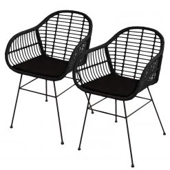 Chaises de jardin Kalo I (lot de 2) - Polyrotin / Acier - Noir