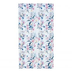 Twentyfour Serviette de plage Case Flowers - Coton - Blanc / Bleu / Rose vif
