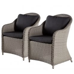 Chaises de jardin Clover (lot de 2) - Polypropylène / Polyester - Gris