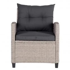 Jardi Fauteuil lounge extérieur Laurel - Polypropylène / Polyester - Gris / Beige -Serviettes Soldes 1000219434 210319 10545600030 DETAILS P000000001000219434