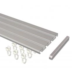 Flairdeco Rail coulissant Husby (3-4 coulisses) - Gris argenté - Largeur : 280 cm