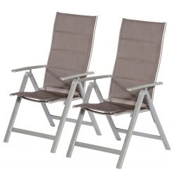 Merxx Chaises de jardin Taviano II (lot de 2) - Aluminium / Polyester - Gris