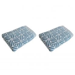 Framsohn Serviettes Design Jacquard I (lot de 2) - Éponge - Bleu