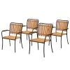 Chaises de jardin Beeley (lot de 4) - Acier / Acacia massif - Marron / Noir -Serviettes Soldes 1000281094 220318 010 IMAGE P000000001000281094