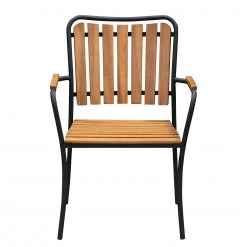 Chaises de jardin Beeley (lot de 4) - Acier / Acacia massif - Marron / Noir -Serviettes Soldes 1000281094 220318 032 DETAILS P000000001000281094