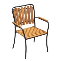 Chaises de jardin Beeley (lot de 4) - Acier / Acacia massif - Marron / Noir -Serviettes Soldes 1000281094 220318 034 DETAILS P000000001000281094