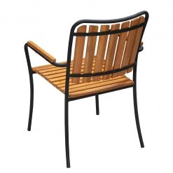 Chaises de jardin Beeley (lot de 4) - Acier / Acacia massif - Marron / Noir -Serviettes Soldes 1000281094 220318 036 DETAILS P000000001000281094