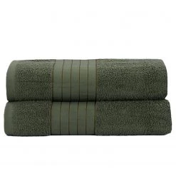 Good morning Serviettes de bain Cindy (lot de 2) - Coton - Vert olive