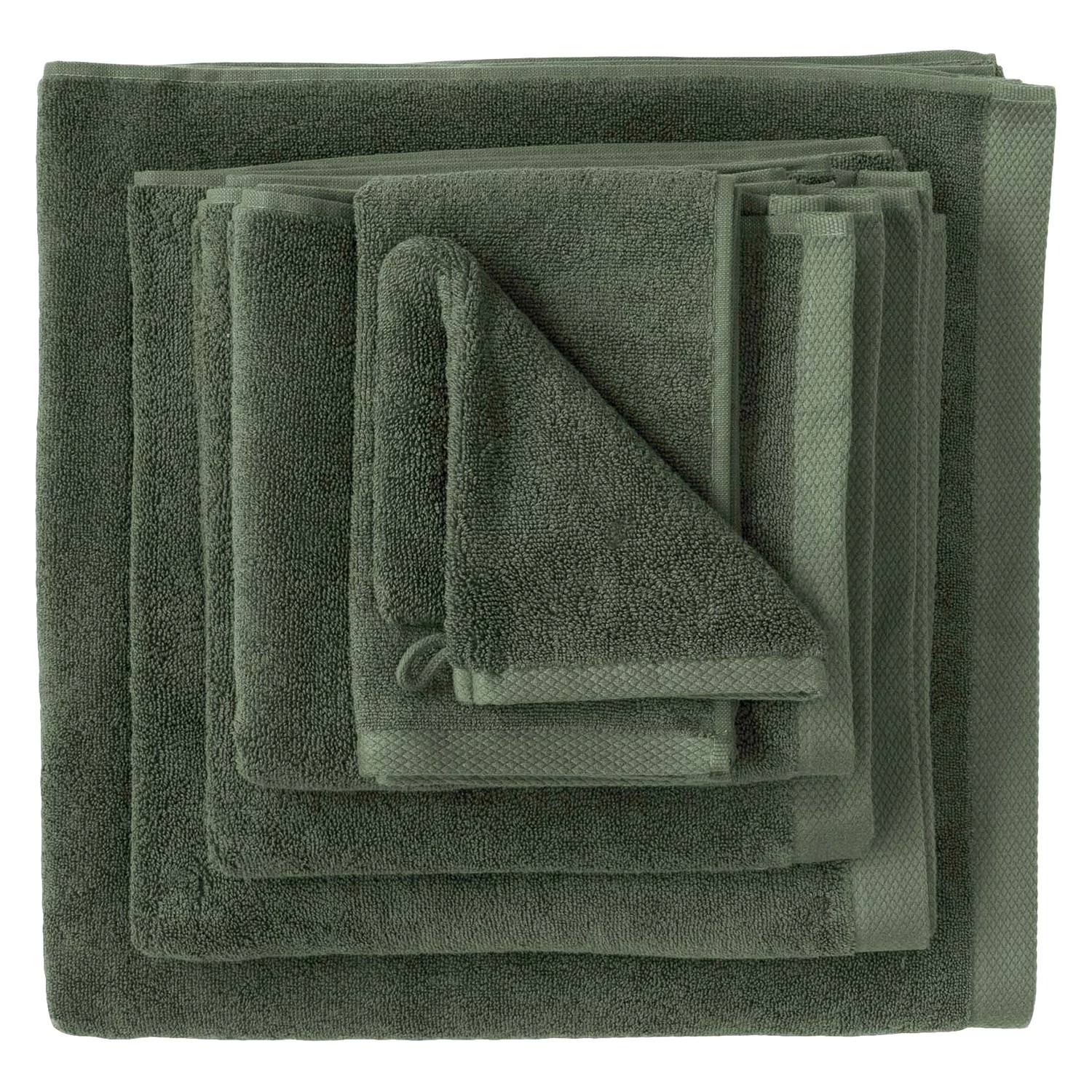 Heckett & Lane Serviettes de bain Brava (lot de 3) - Éponge - Vert olive 9 Heckett & Lane Serviettes de bain Brava (lot de 3) - Éponge - Vert olive – Image 7