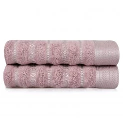 Twentyfour Serviettes Bombelli (lot de 2) - Coton - Rose / Gris -Serviettes Soldes 1000307639 211110 08320400075 DETAILS P000000001000307639