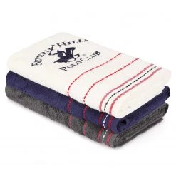 Twentyfour Serviettes Harrow (lot de 3) - Coton - Blanc / Gris / Bleu