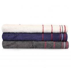 Twentyfour Serviettes Harrow (lot de 3) - Coton - Blanc / Gris / Bleu -Serviettes Soldes 1000307694 211110 08321000332 DETAILS P000000001000307694