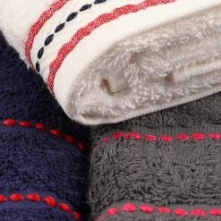 Twentyfour Serviettes Harrow (lot de 3) - Coton - Blanc / Gris / Bleu -Serviettes Soldes 1000307694 211110 08321000379 DETAILS P000000001000307694