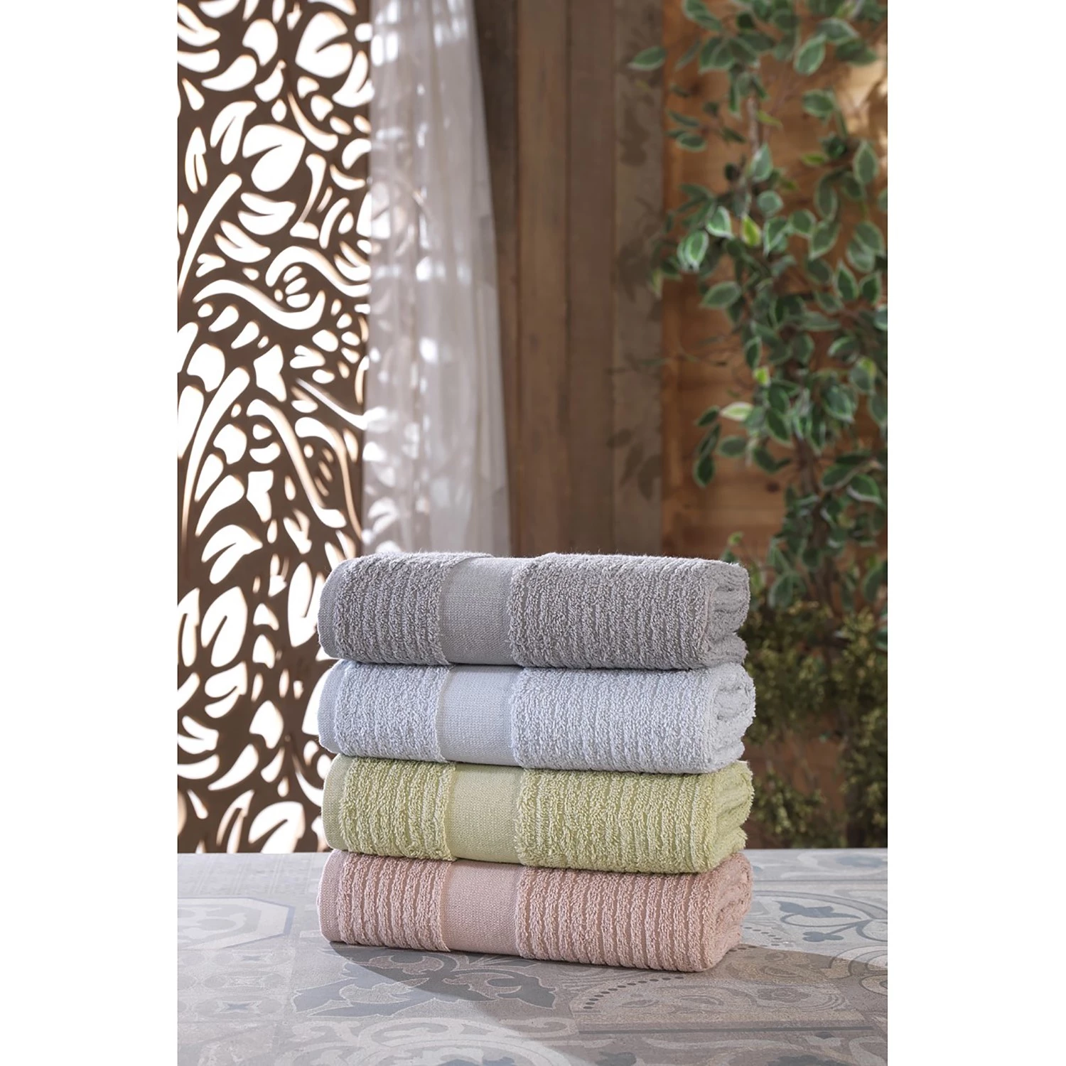 Twentyfour Serviettes Emma (lot de 4) - Coton - Multicolore 4 Twentyfour Serviettes Emma (lot de 4) - Coton - Multicolore – Image 2