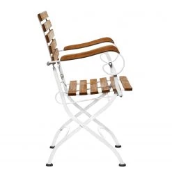 Butlers Chaise de jardin PARKLIFE II - Fer / Partiellement en acacia massif - Blanc / Naturel -Serviettes Soldes 1000341398 220317 030 DETAILS P000000001000341398