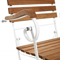 Butlers Chaise de jardin PARKLIFE II - Fer / Partiellement en acacia massif - Blanc / Naturel -Serviettes Soldes 1000341398 220317 032 DETAILS P000000001000341398
