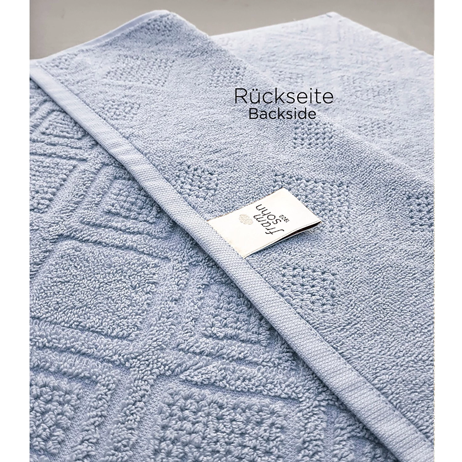 Framsohn Serviettes de toilette Mosaik (lot de 2) - Éponge - Bleu 4 Framsohn Serviettes de toilette Mosaik (lot de 2) - Éponge - Bleu – Image 2