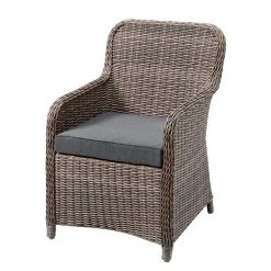 Chaises de jardin Villebon (lot de 2) - Tissu / Polyrotin - Anthracite / Marron -Serviettes Soldes gartensessel villebon 2er set webstoff polyrattan anthrazit braun 5132132