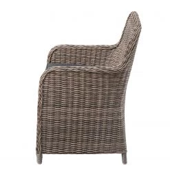 Chaises de jardin Villebon (lot de 2) - Tissu / Polyrotin - Anthracite / Marron -Serviettes Soldes gartensessel villebon 2er set webstoff polyrattan anthrazit braun 5132140