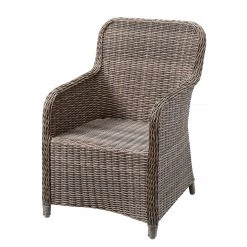 Chaises de jardin Villebon (lot de 2) - Tissu / Polyrotin - Anthracite / Marron -Serviettes Soldes gartensessel villebon 2er set webstoff polyrattan anthrazit braun 5132144