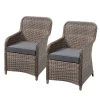 Chaises de jardin Villebon (lot de 2) - Tissu / Polyrotin - Anthracite / Marron -Serviettes Soldes gartensessel villebon 2er set webstoff polyrattan anthrazit braun 5161564