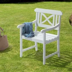 Chaise de jardin Eternal I - Blanc -Serviettes Soldes gartenstuhl eternal innocence akazie massiv weiss 3739948