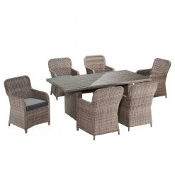 Chaises de jardin Villebon (lot de 2) - Tissu / Polyrotin - Anthracite / Marron -Serviettes Soldes gartentisch villebon i sicherheitsglas polyrattan braun 200 x 100 cm 5132148