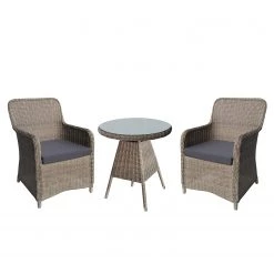 Chaises de jardin Villebon (lot de 2) - Tissu / Polyrotin - Anthracite / Marron -Serviettes Soldes gartentisch villebon ii sicherheitsglas polyrattan braun 5132164