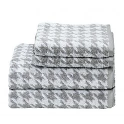 Twentyfour Serviette de toilette Day Bird II - Étoffe de coton - Blanc / Argenté