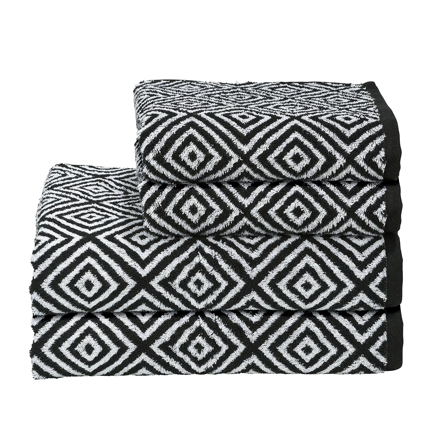 Twentyfour Serviette de toilette Day Diamond II - Étoffe de coton - Blanc / Noir 3 Twentyfour Serviette de toilette Day Diamond II - Étoffe de coton - Blanc / Noir