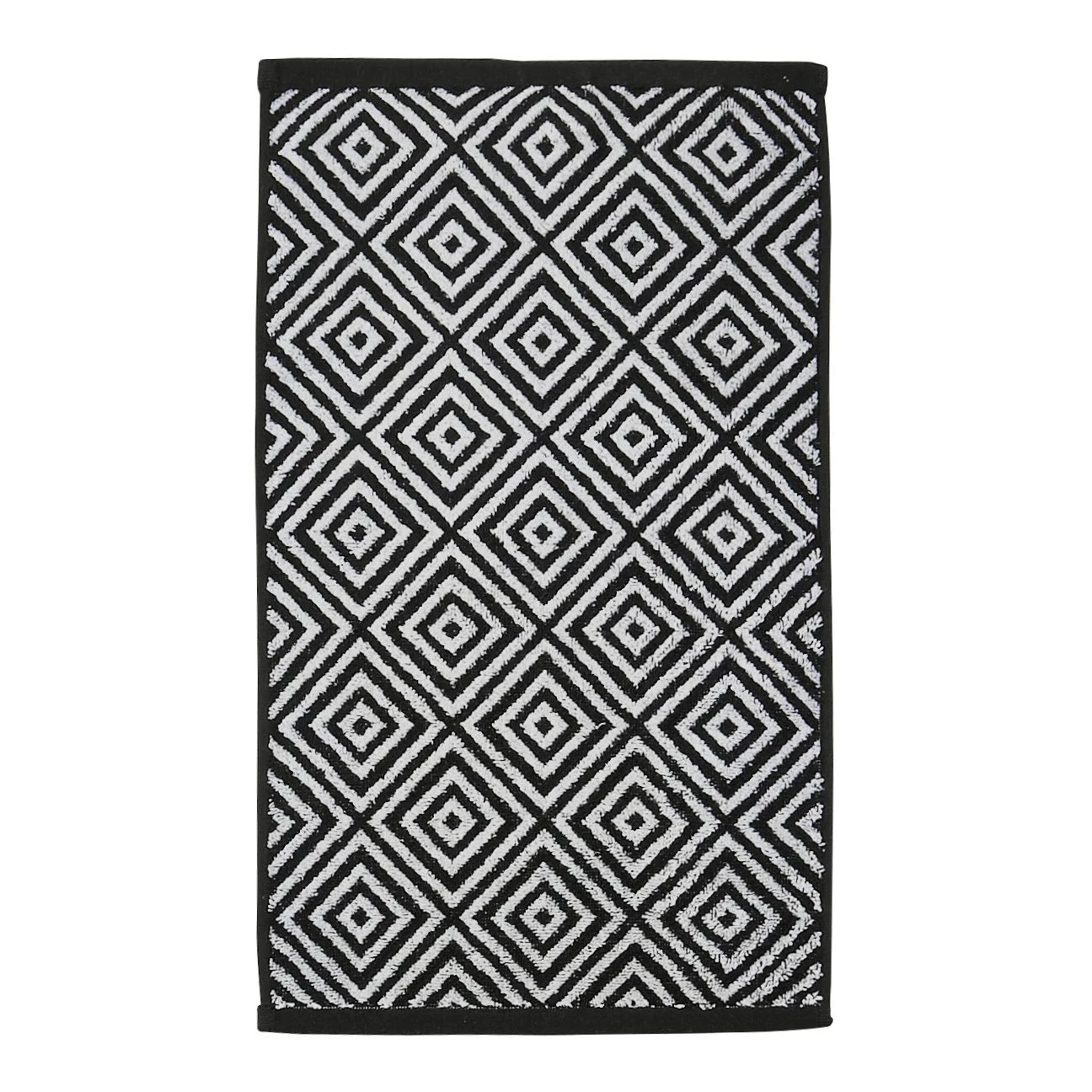 Twentyfour Serviette de toilette Day Diamond II - Étoffe de coton - Blanc / Noir 4 Twentyfour Serviette de toilette Day Diamond II - Étoffe de coton - Blanc / Noir – Image 2