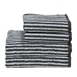 Twentyfour Serviette de toilette Day Stripes I - Étoffe de coton - Blanc alpin / Anthracite
