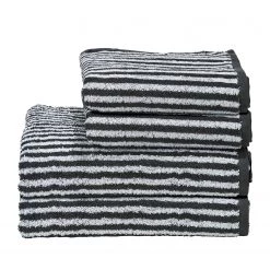Twentyfour Serviette de toilette Day Stripes II - Étoffe de coton - Blanc alpin / Anthracite