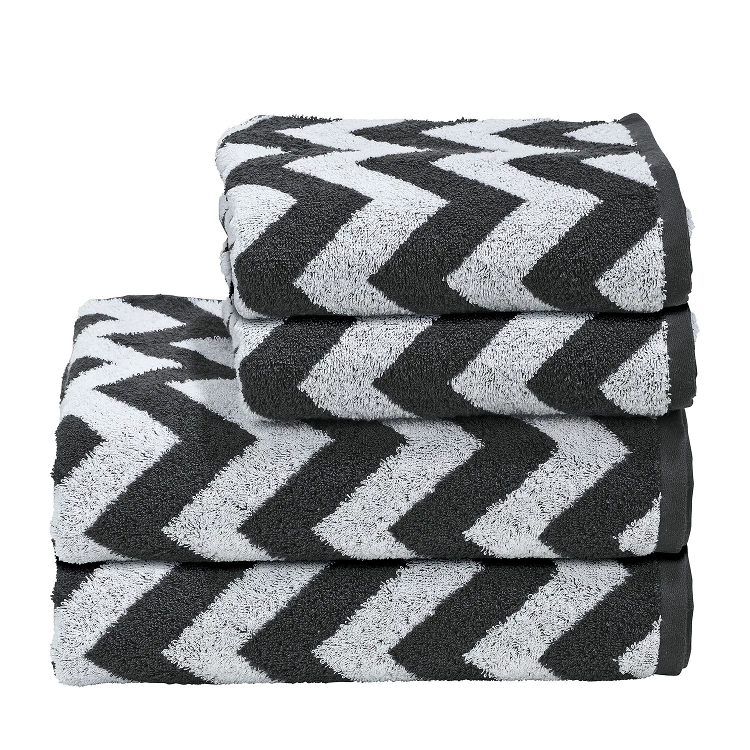 Twentyfour Serviette de toilette Day Zickzack I - Étoffe de coton - Blanc alpin / Anthracite 3 Twentyfour Serviette de toilette Day Zickzack I - Étoffe de coton - Blanc alpin / Anthracite