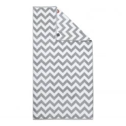 Twentyfour Serviette de toilette Day Zickzack I - Étoffe de coton - Blanc / Argenté -Serviettes Soldes handtuchset day zickzack i 4 teilig baumwollstoff weiss silber 4646076