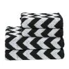 Twentyfour Serviette de toilette Day Zickzack II - Étoffe de coton - Blanc / Noir -Serviettes Soldes handtuchset day zickzack ii 4 teilig baumwollstoff weiss schwarz 4646300