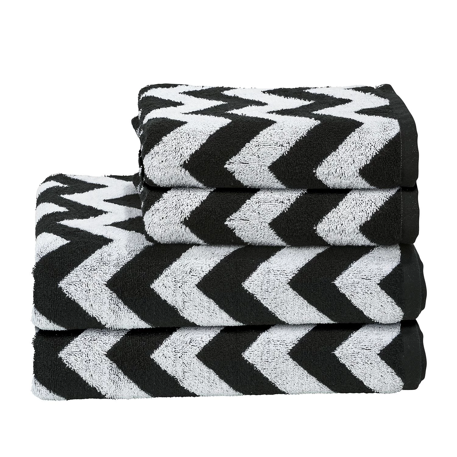 Twentyfour Serviette de toilette Day Zickzack II - Étoffe de coton - Blanc / Noir 3 Twentyfour Serviette de toilette Day Zickzack II - Étoffe de coton - Blanc / Noir