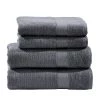 Twentyfour Set de 4 serviettes de toilette Deluxe - Étoffe de coton - Anthracite -Serviettes Soldes handtuchset deluxe 4 teilig baumwollstoff anthrazit 5027332