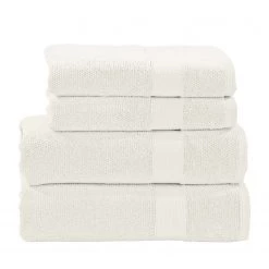 Twentyfour Set de 4 serviettes de toilette Deluxe - Étoffe de coton - Crème