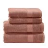 Twentyfour Set de 4 serviettes de toilette Deluxe - Étoffe de coton - Corail -Serviettes Soldes handtuchset deluxe 4 teilig baumwollstoff koralle 5027264