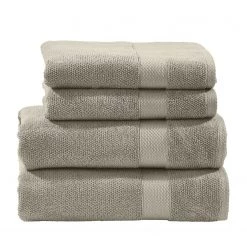 Twentyfour Set de 4 serviettes de toilette Deluxe - Étoffe de coton - Taupe
