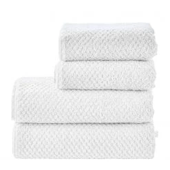Twentyfour Serviette de toilette Prov Honeycomb I - Étoffe de coton - Blanc